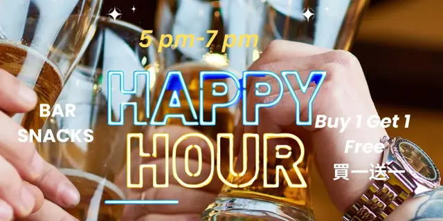 **每日Happy Hour 🍻 買一送一飲品 + 美味佐酒小食 + 新鮮生蠔，輕鬆享受微醺時光！**