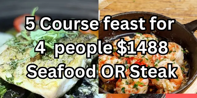  **🍽️ 終極五道菜饗宴 – 四人或以上僅 $1488！🍷🦪**  